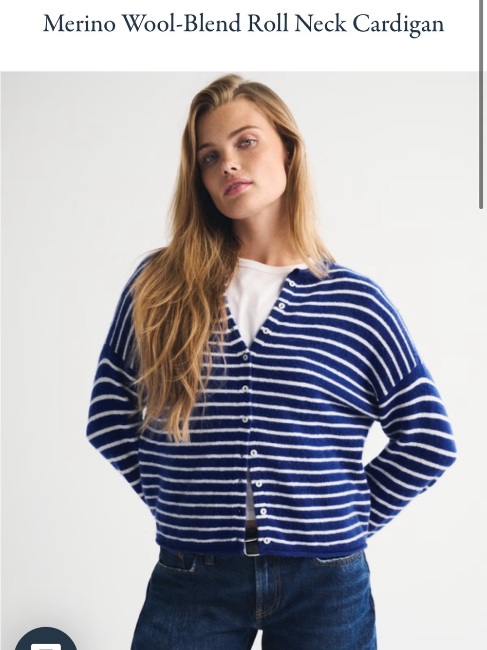 Abercrombie and Fitch Merino Wool-Blend roll neck Cardigan. NWT